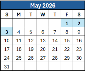 May 1-3 2026 Calendar